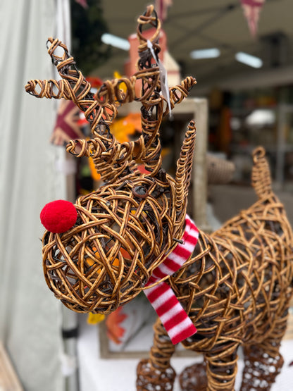 Small Light Up Rattan Reindeer In Boots