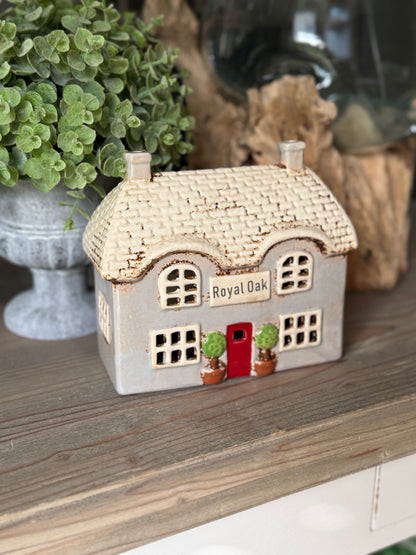 Ceramic Village Royal Oak Pub Candle Holder