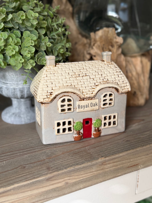 Ceramic Village Royal Oak Pub Candle Holder