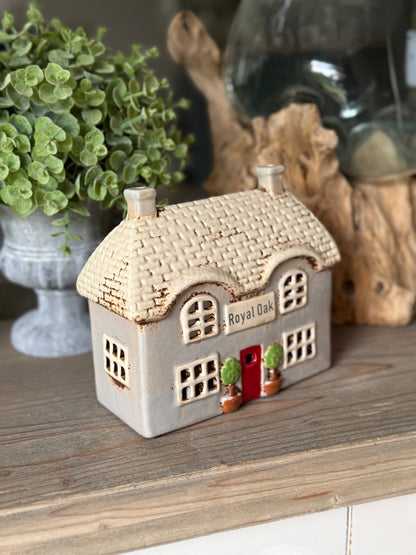 Ceramic Village Royal Oak Pub Candle Holder