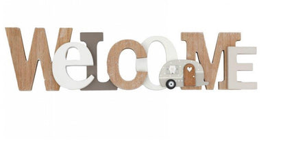Wooden Welcome Sign with Camper Decor