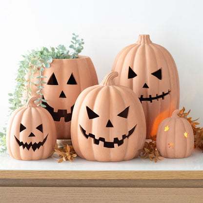 9cm Terracotta Pumpkin Tealight Holder