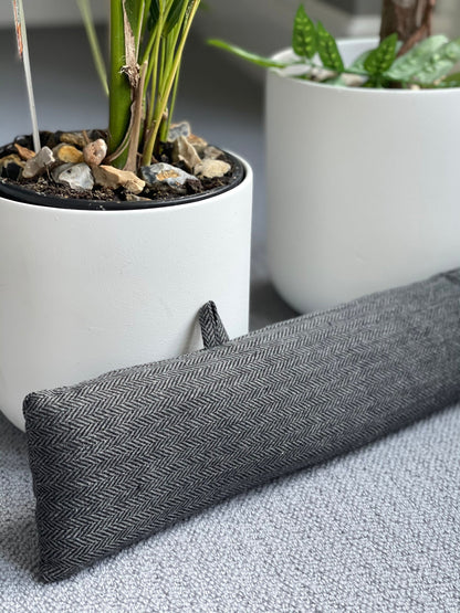 Grey Herringbone Draught Excluder