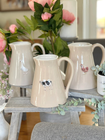 Stoneware Embossed Jug - Goose, Cow or Chicken