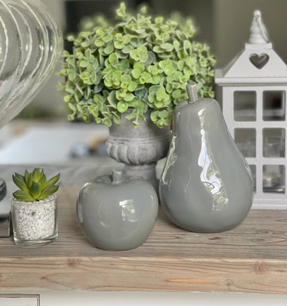 Grey Glazed Apple and Pear Ornament