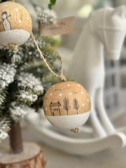 East of India Christmas Wooden Baubles - 4 Designs Available