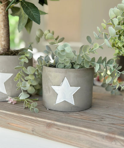 Cement White Star Planter  - 2 sizes available