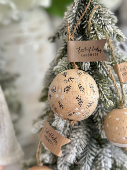 East of India Christmas Wooden Baubles - 4 Designs Available