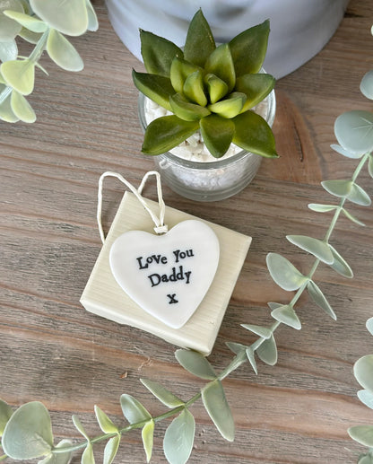 East Of India  'Love You Daddy’  Porcelain Heart with Gift Box