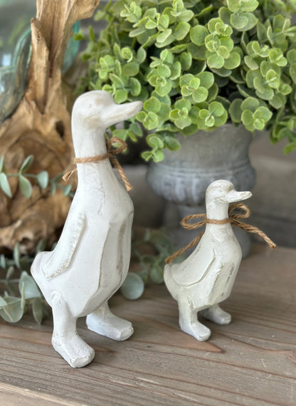 White Rustic Standing Ducks - Available in 2 sizes