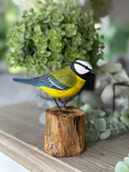 Gorgeous Carved Wooden Blue Tit