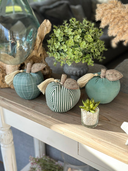 Teal Fabric Pumpkins - Choice of 3 Designs