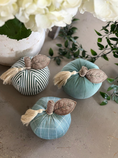 Teal Fabric Pumpkins - Choice of 3 Designs