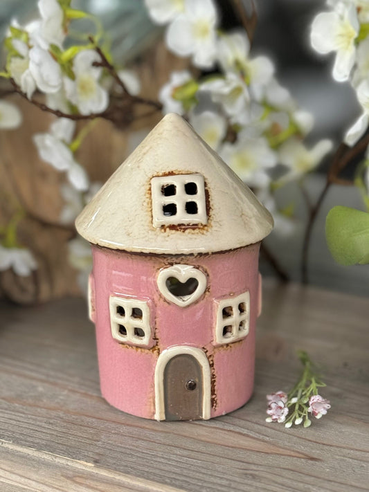 Pink Ceramic Flower Shop Candle Holder