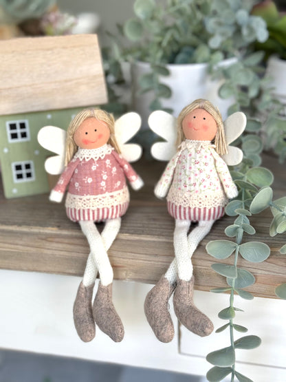Soft Sitting Pink Floral Fairies  - Available in 2 designs