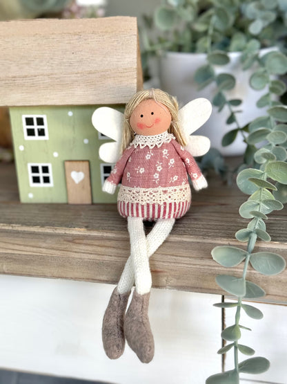 Soft Sitting Pink Floral Fairies  - Available in 2 designs