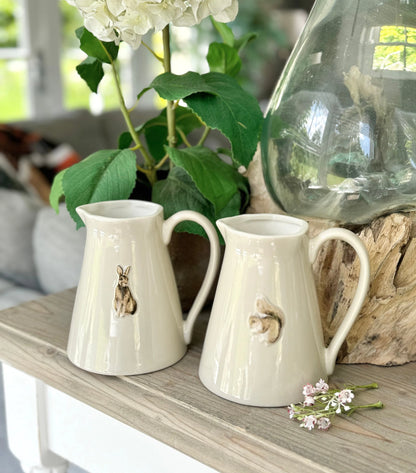 Stoneware Embossed Jug - Hare, Squirrel