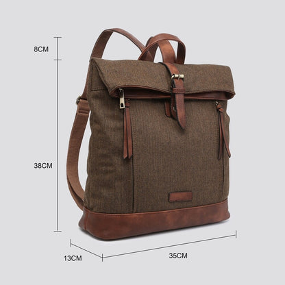 Khaki Green Herringbone Rucksack/Backpack