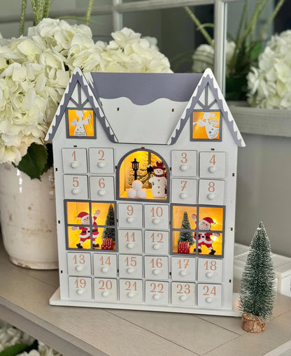 White Wooden LED Advent House