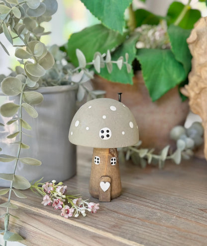 Wooden Polka Dot Mushroom House - Choice of 2 Colours