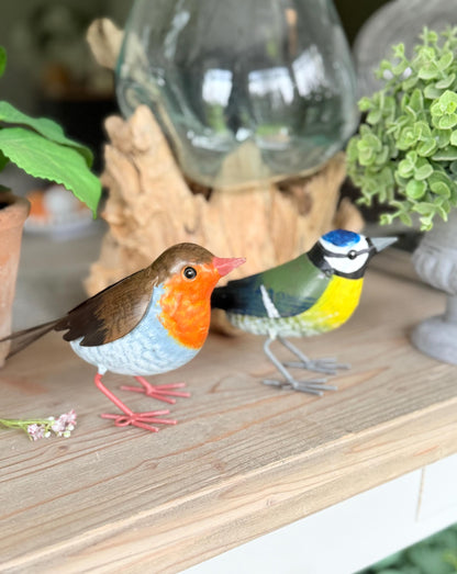 Gorgeous Carved Metal Bluetit or Robin - Each sold Individually