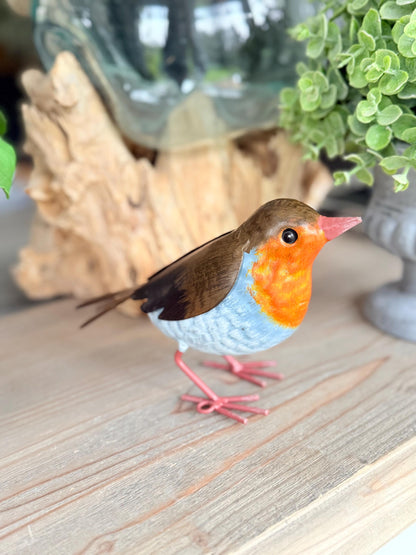 Gorgeous Carved Metal Bluetit or Robin - Each sold Individually