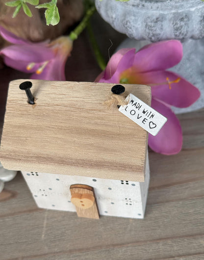 Wooden House Block  "Made with Love". Two Colour Options