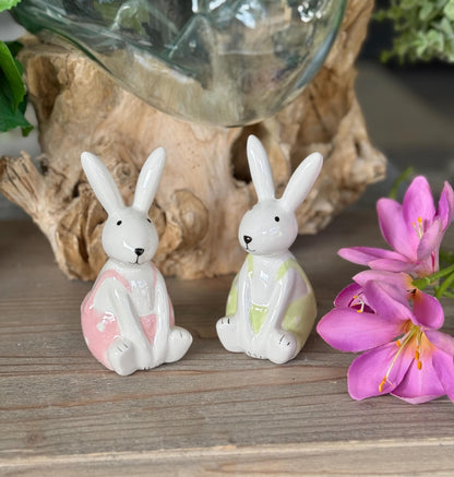 White Glossy Bunny Rabbits - 2 Sizes Available.