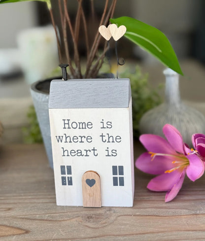 Wooden House Block  "Home Is here The Heart Is"