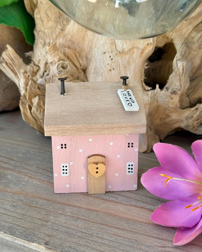 Wooden House Block  "Made with Love". Two Colour Options