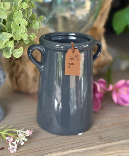 Dark Grey For You Pot - Tall 14cm