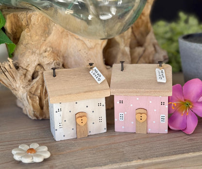 Wooden House Block  "Made with Love". Two Colour Options