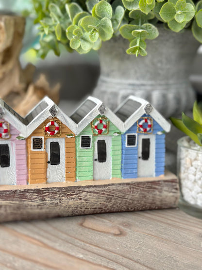 Beach Huts on a Wooden Block