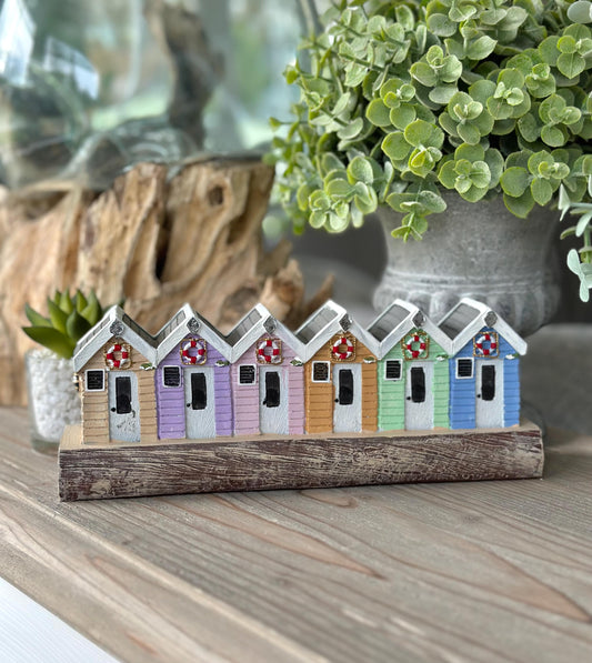 Beach Huts on a Wooden Block
