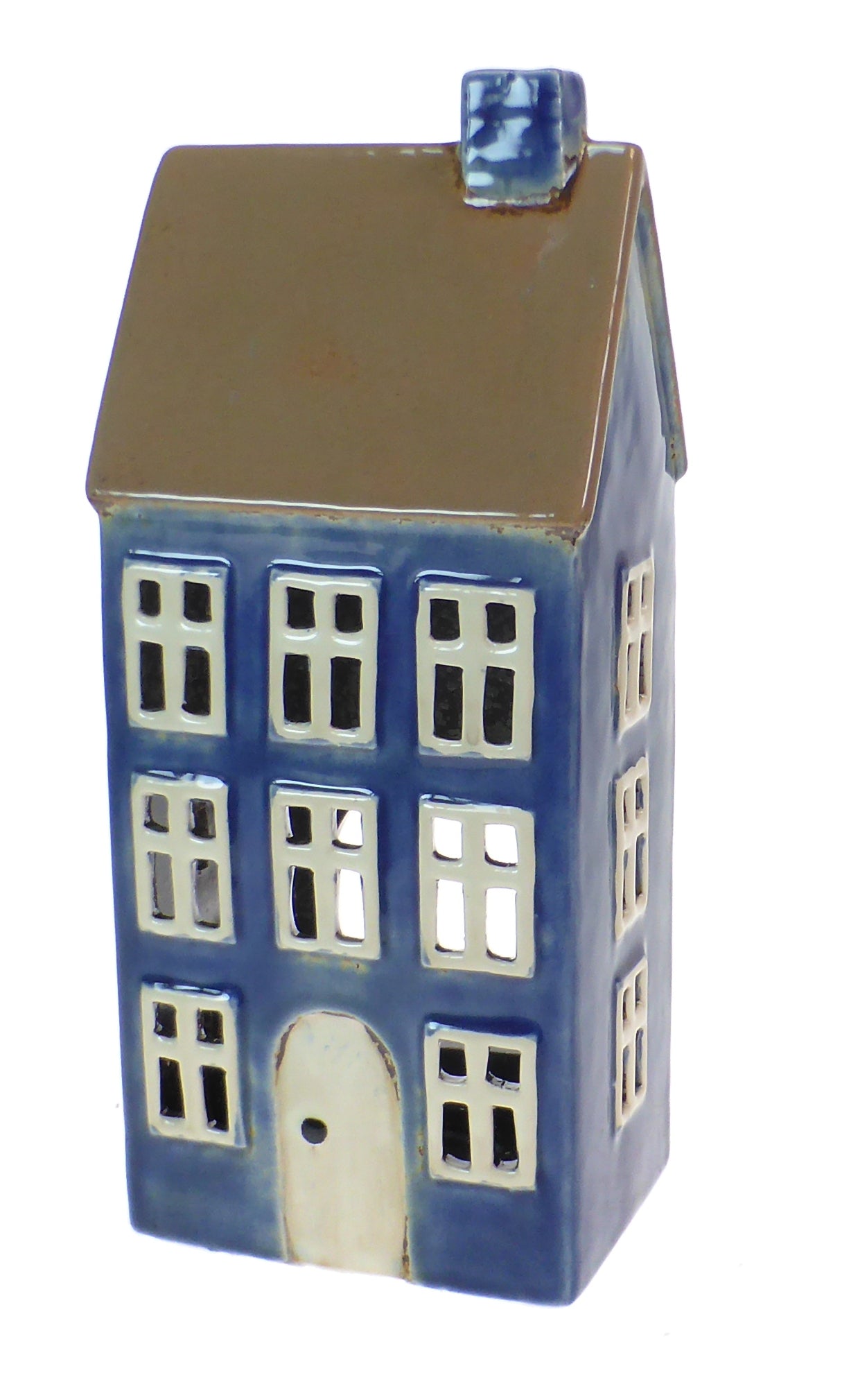 Blue Ceramic House /Cottage Candle Holder
