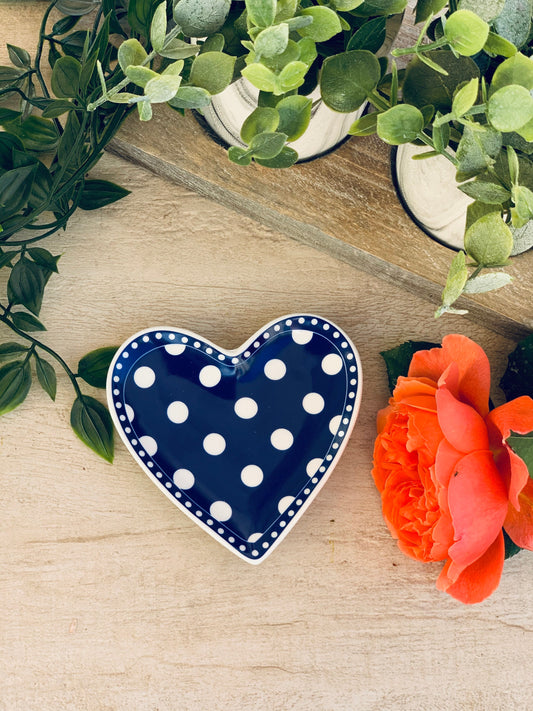 Krasilnikoff porcelain dark blue heart shaped dish