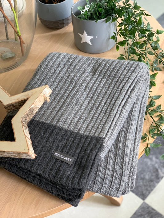 Wool Rich Dark Ribbed Throw