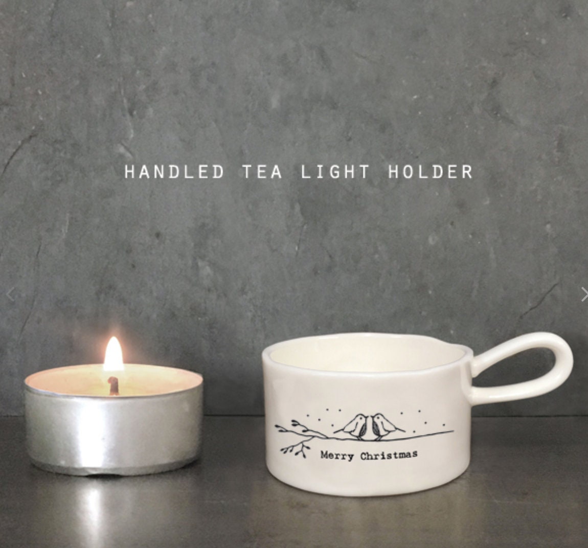 East of India Handled tea light holder - "Merry Christmas"