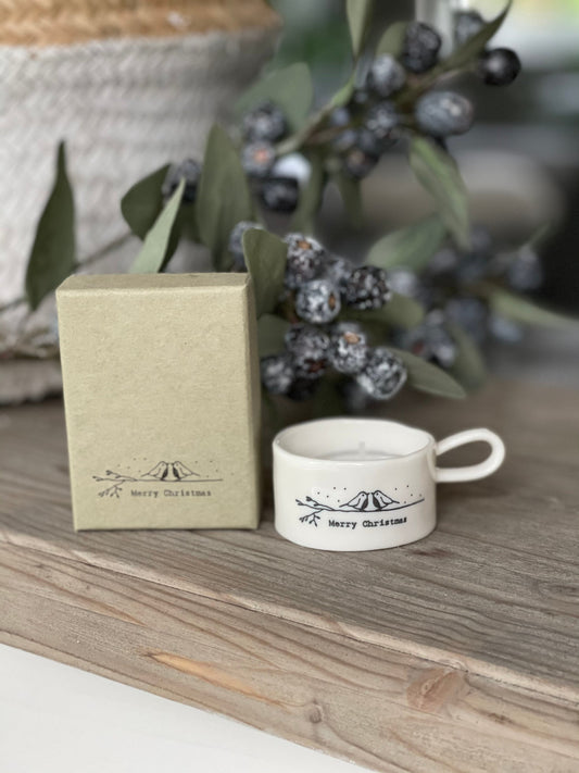 East of India Handled tea light holder - "Merry Christmas"