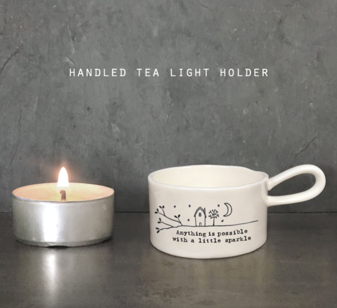 East of India Handled tea light holder - "Little Sparkle"