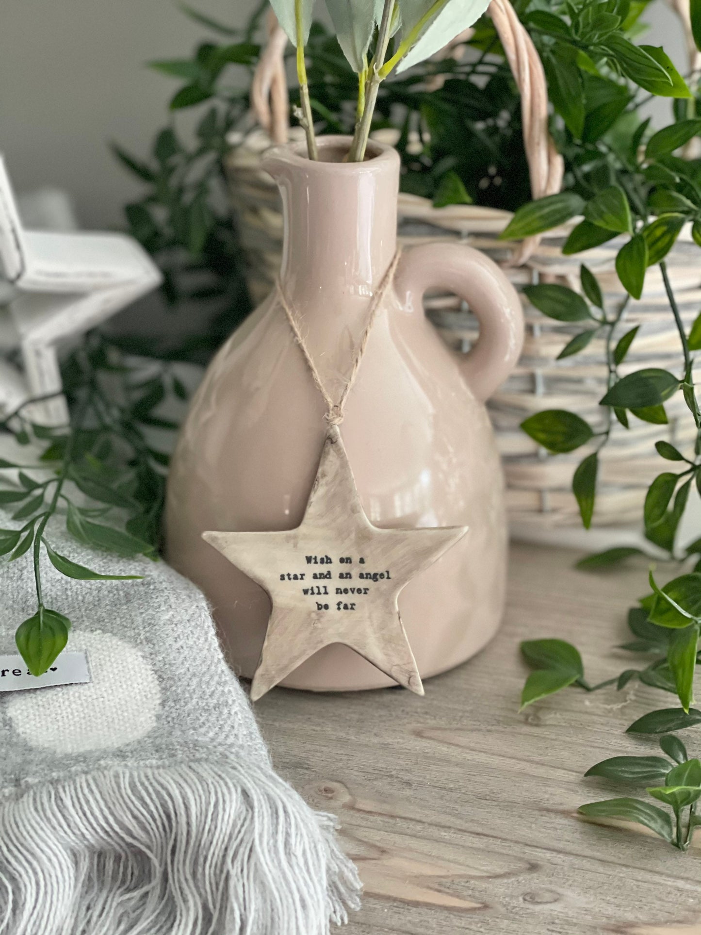 East Of India Rustic hanging star - Wish on a star