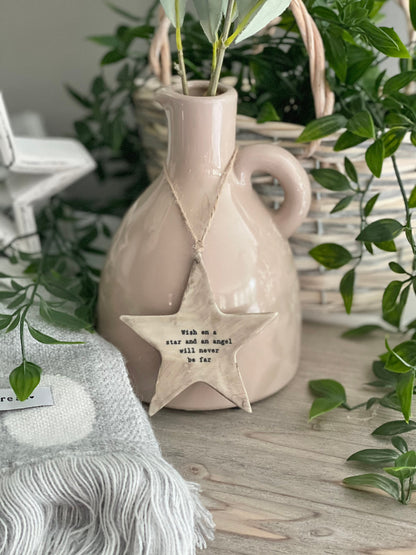 East Of India Rustic hanging star - Wish on a star