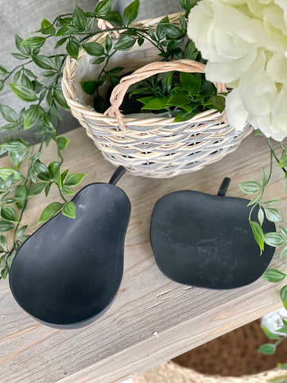 East of India Rustic Wooden Carved Pear Bowl - Black