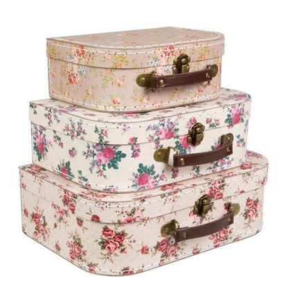 Vintage Rose Suitcases - Set of 3