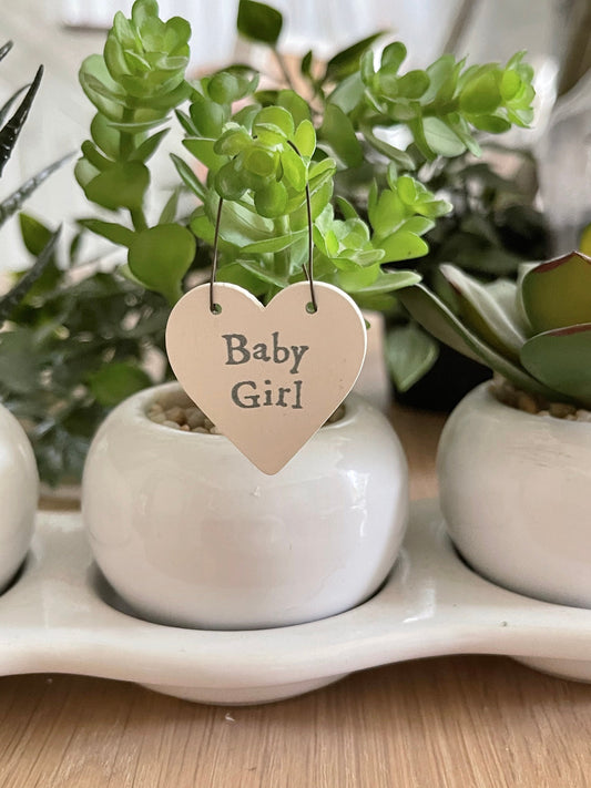 East of India little keepsake heart gift tag - Baby Girl