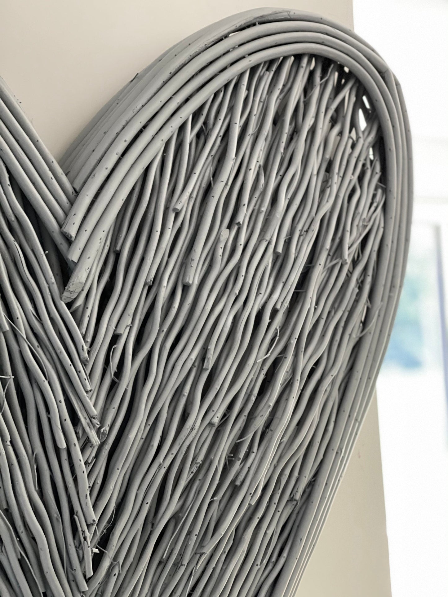 Large Grey Wicker Heart- 85cm