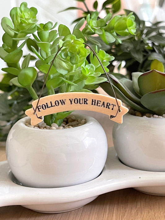East Of India Small Ribbon Word Hanger - Follow Your Heart