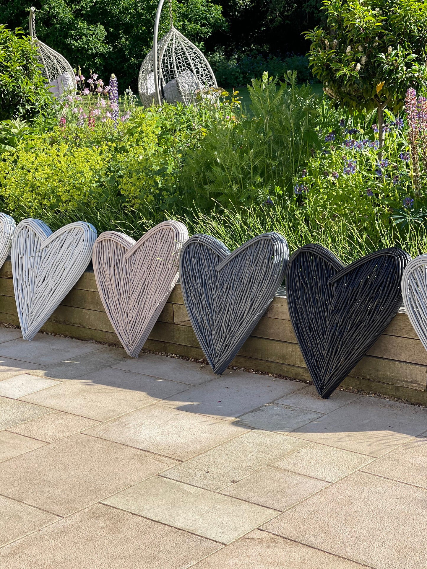 Hand Painted Large Grey Wicker Heart- 85cm