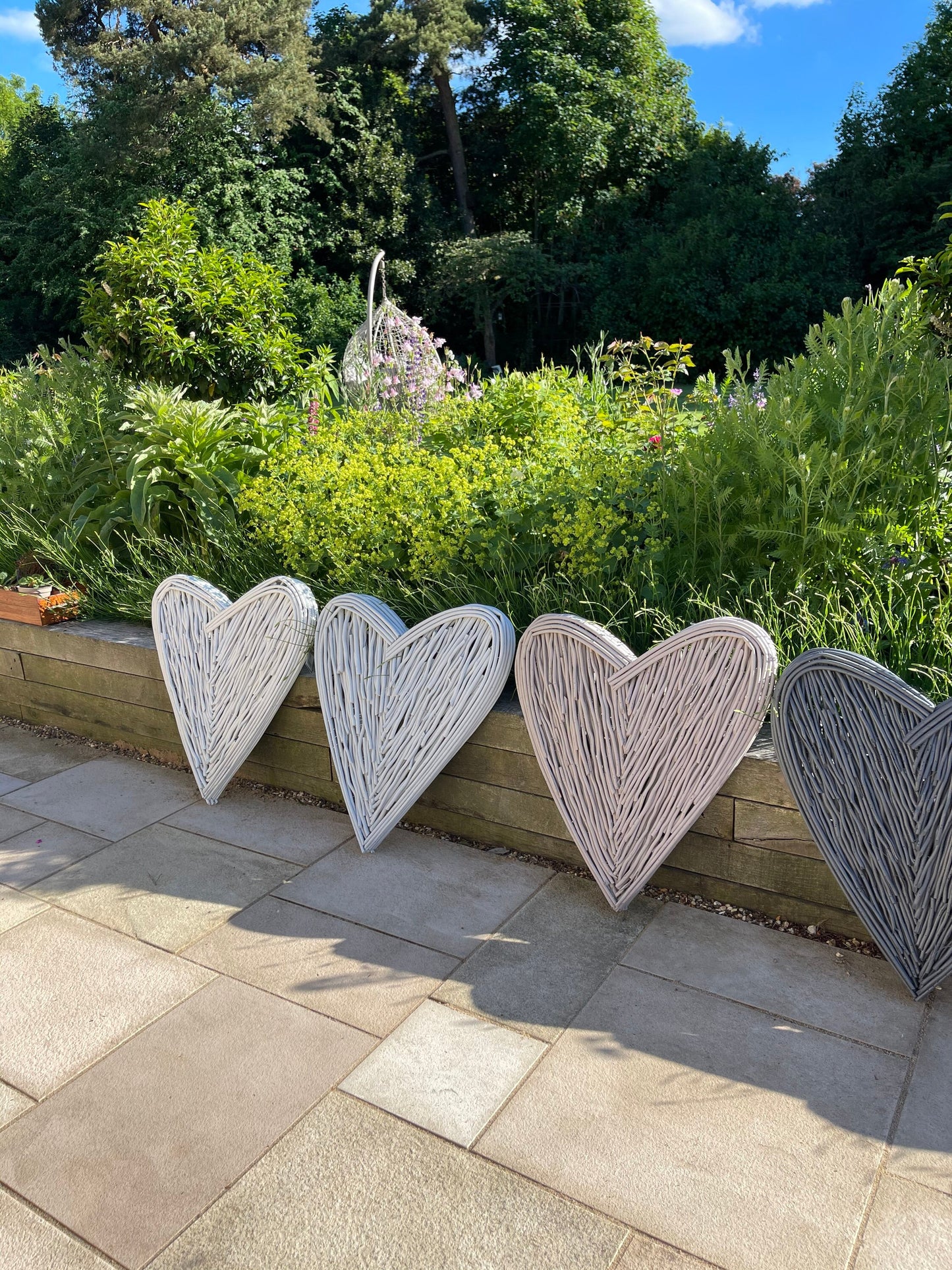 Hand Painted Large White Wicker Heart - 85cm