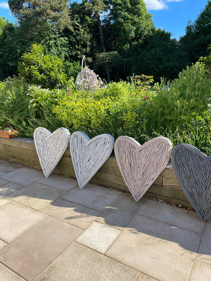 Hand Painted Large White Wicker Heart - 85cm